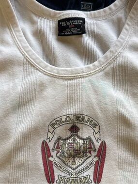 Polo Ralph Lauren wifebeater tank top!! White Graphic Crewneck Tank